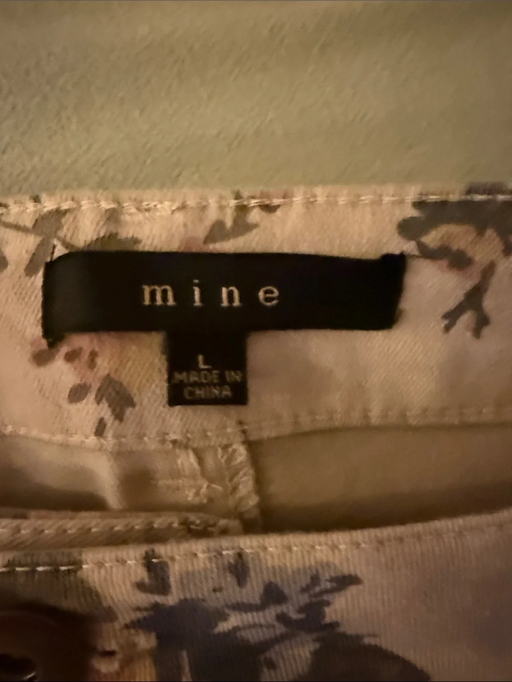 mine light tan Floral Denim Cutoff Shorts